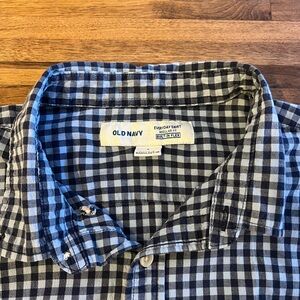 Old Navy Men’s Blue and White Checkered Men's Shirt - Large